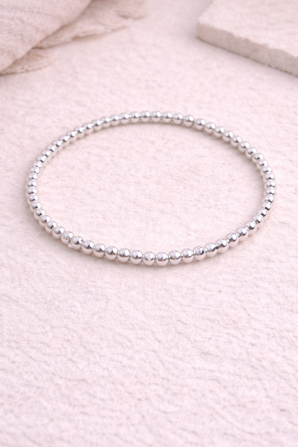 silver beaded stacker bracelet