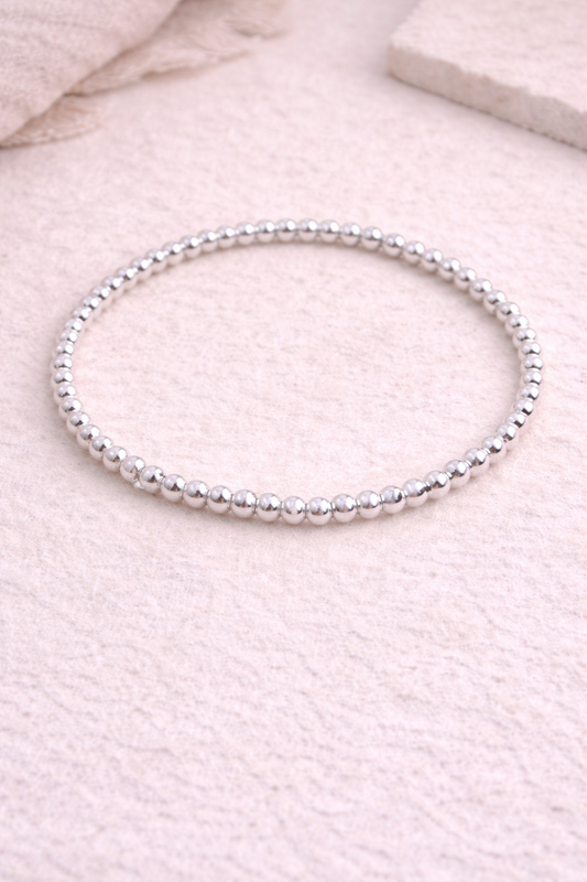 silver beaded stacker bracelet