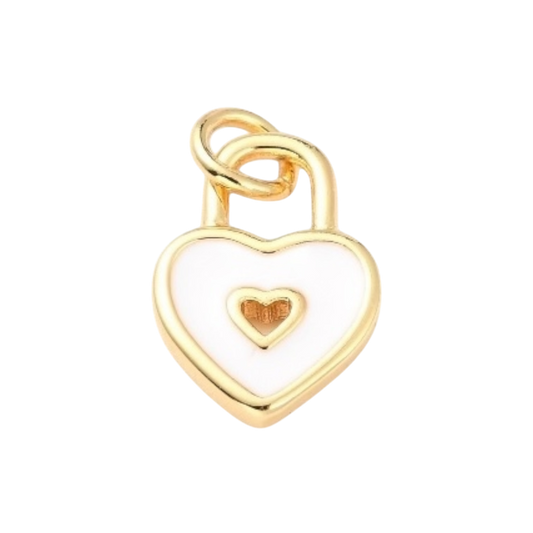 gold and white heart charm