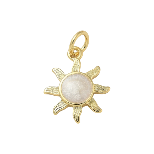 gold and white sun charm