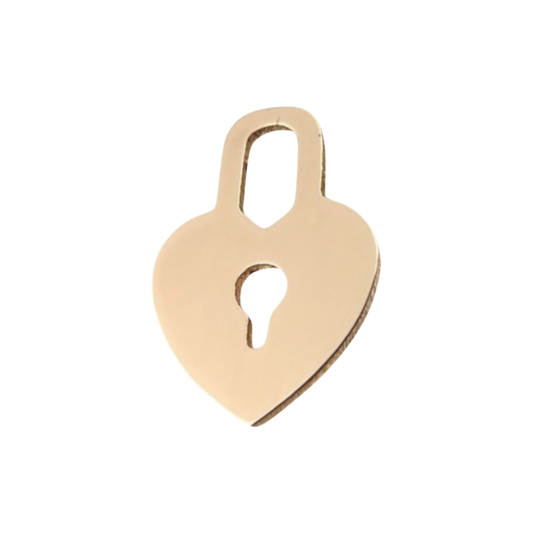 gold heart lock charm (14k gf)