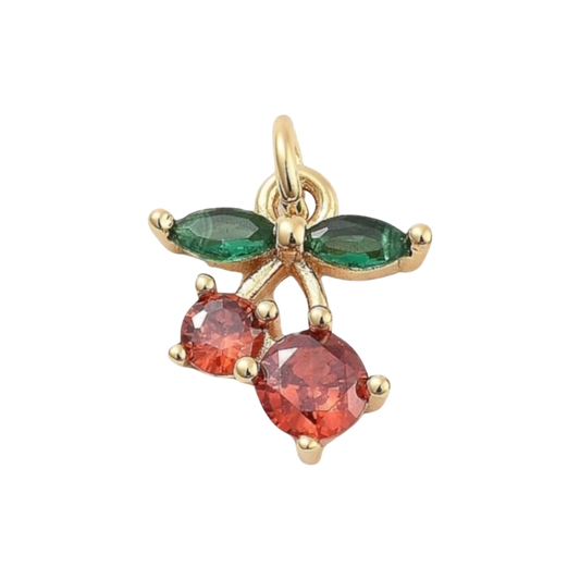 red and gold cherry charm (small)