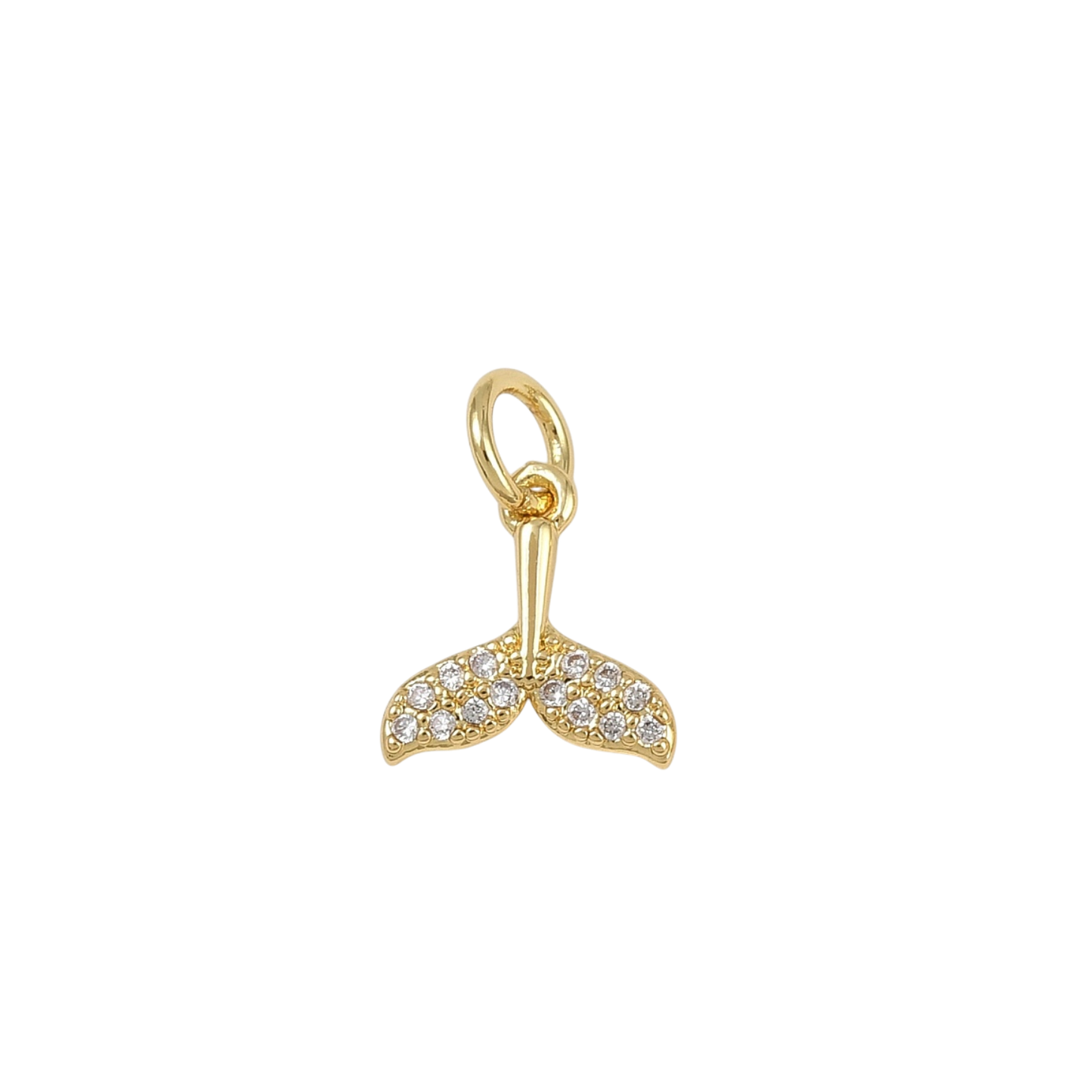 whale tail with rhinestones charm