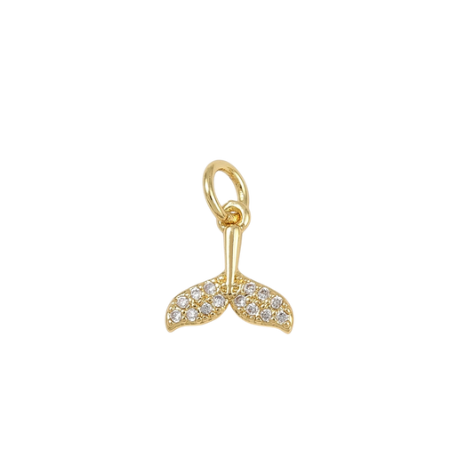 whale tail with rhinestones charm