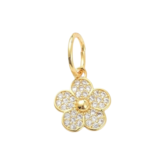 gold rhinestone flower charm