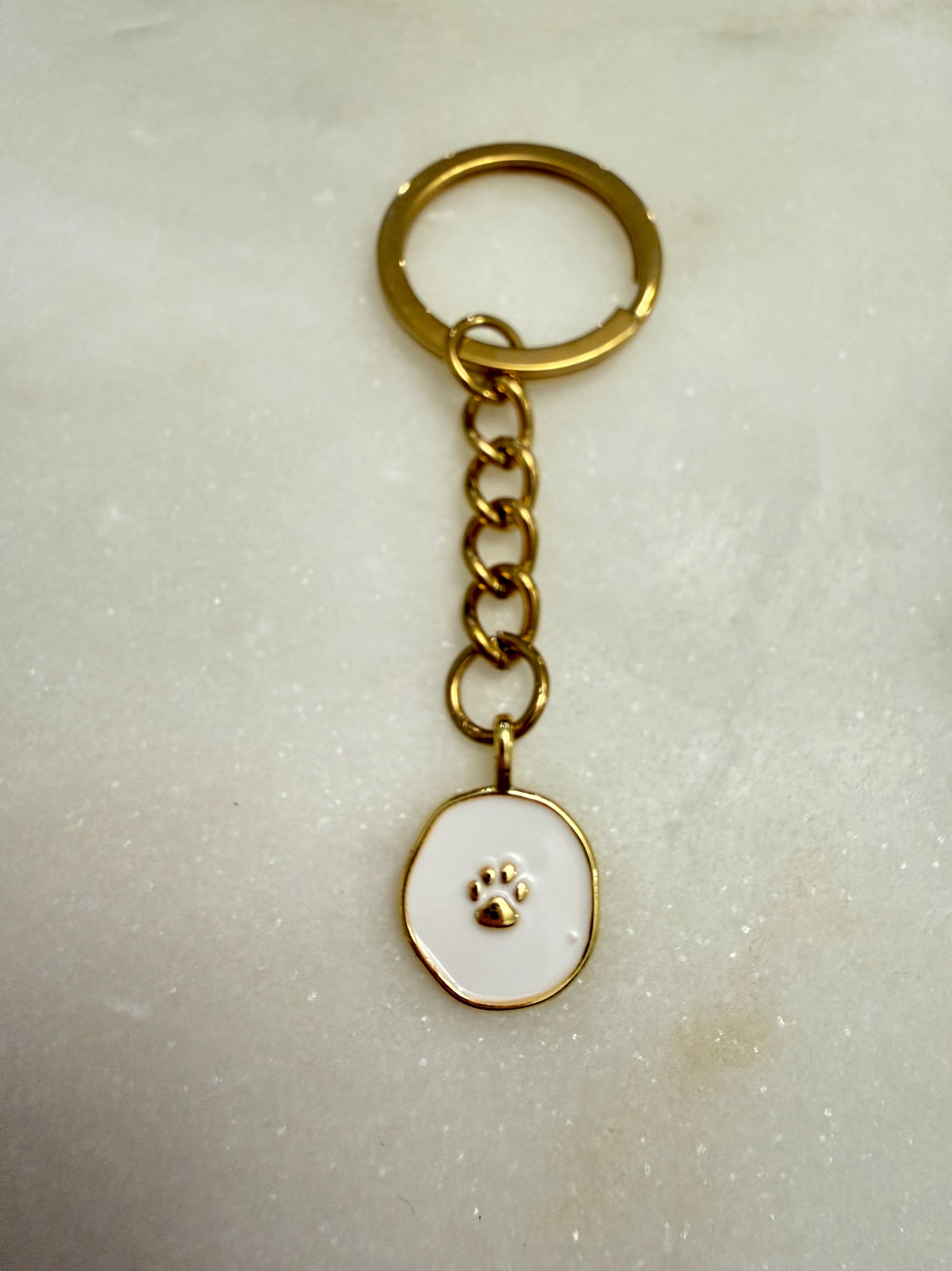IBC X PAWS white pendant keychain