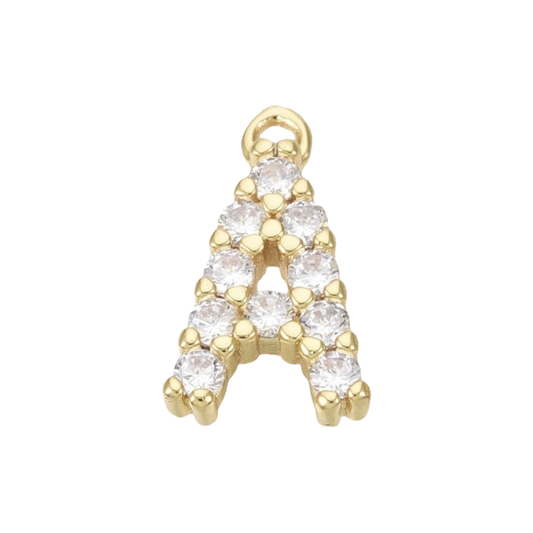 gold rhinestone inital charm