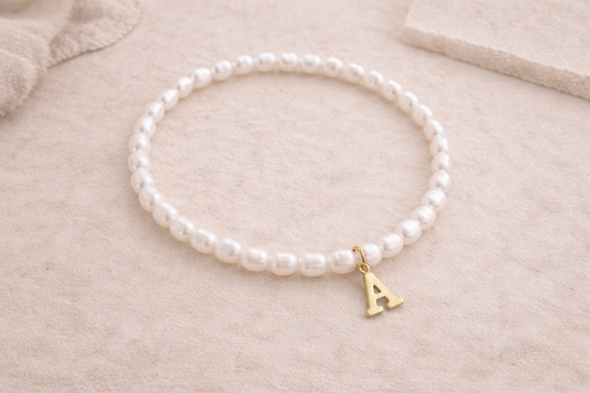 pearl initial bracelet