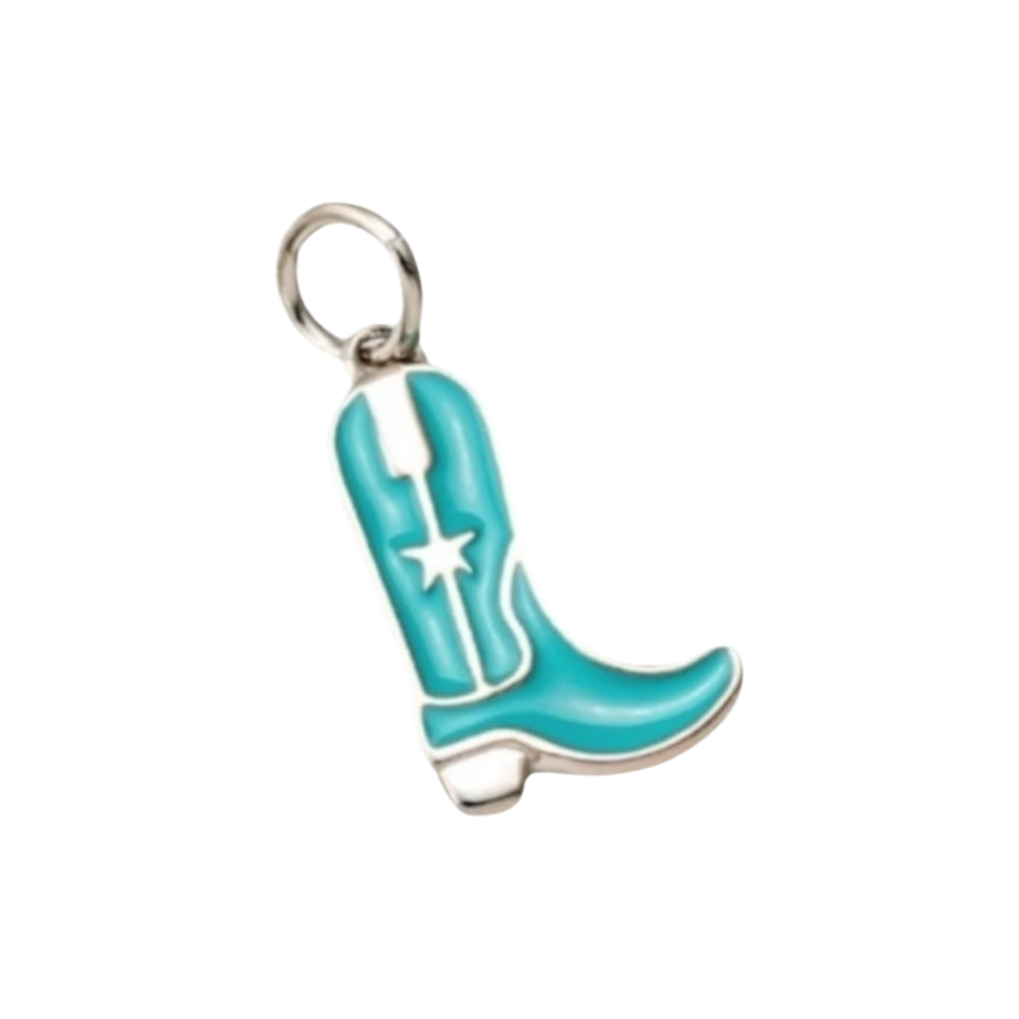 silver and blue enamel cowboy boot charm