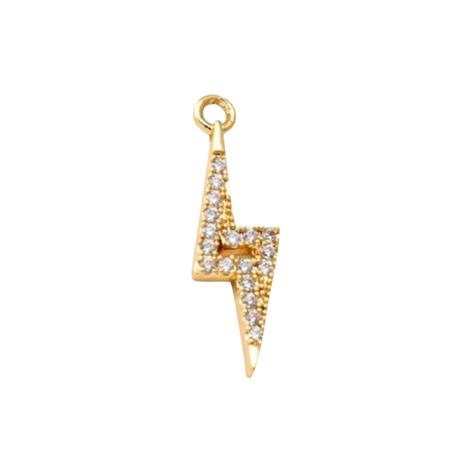 gold rhinestone lightning bolt charm
