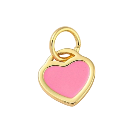 gold and pink heart charm