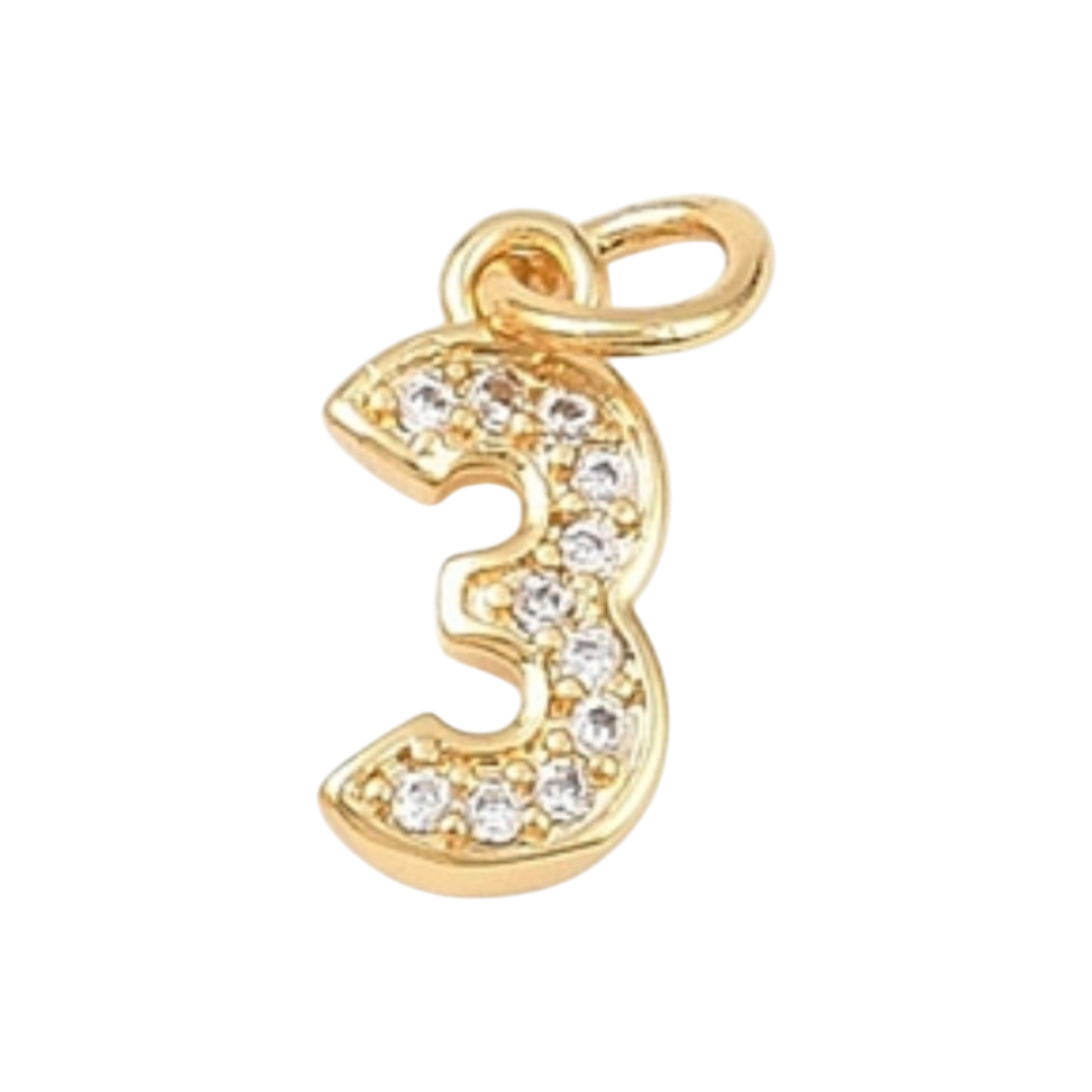 gold rhinestone number charm