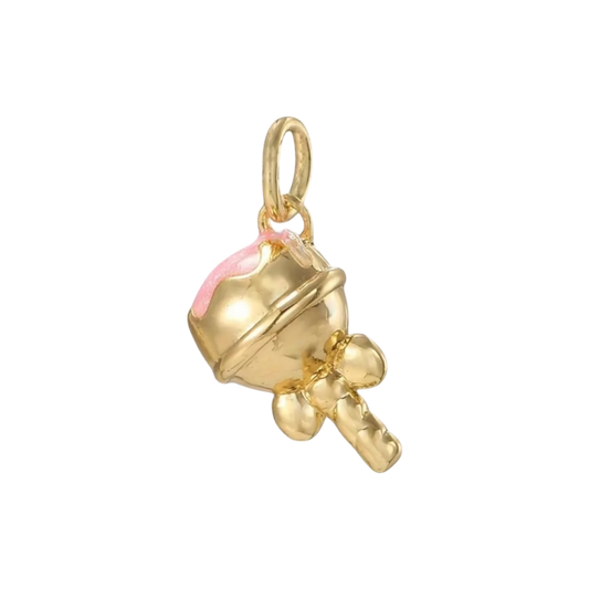 gold and pink lollipop charm