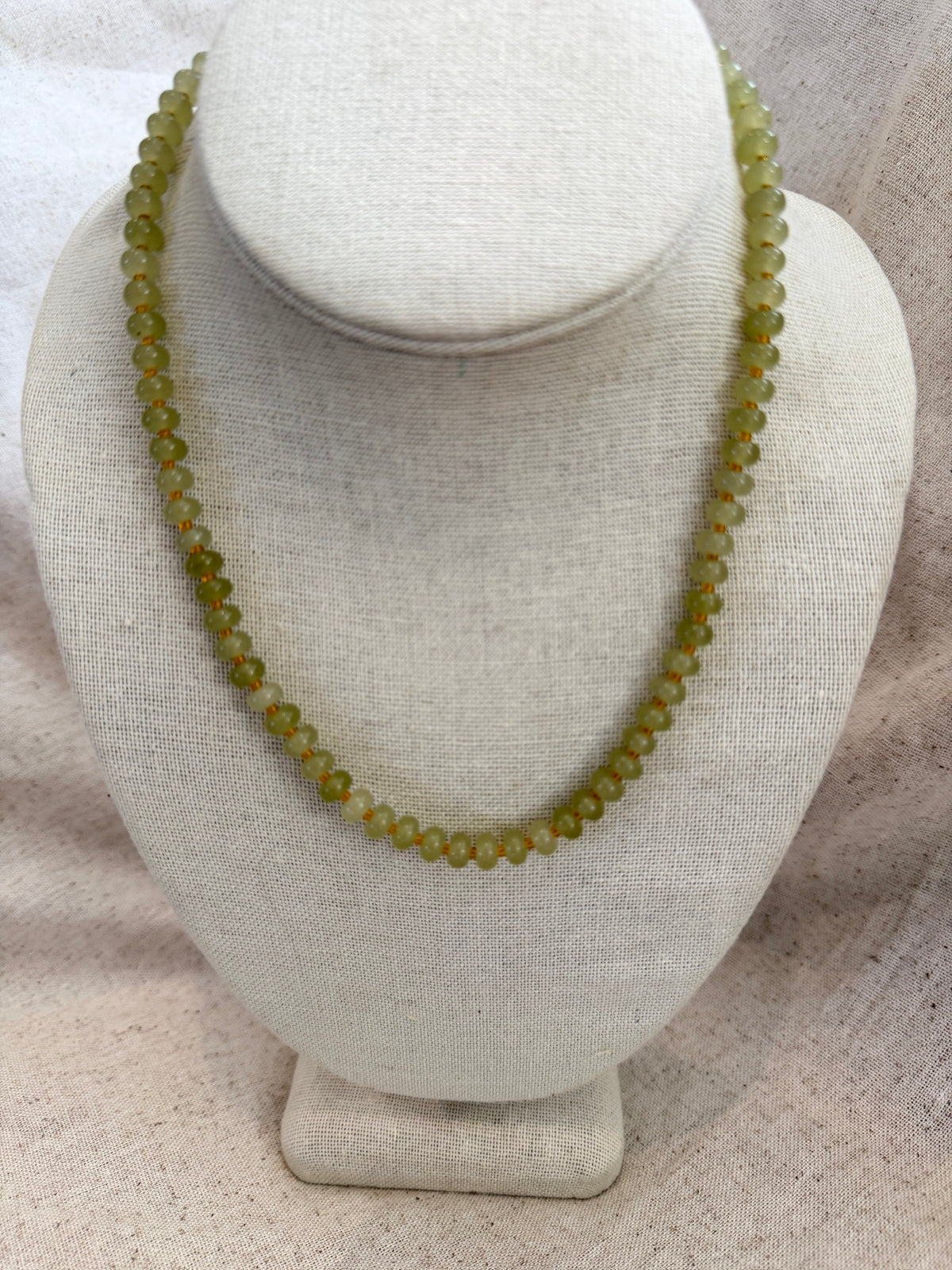 Palm Green + Gold Skinny Beaded Necklace