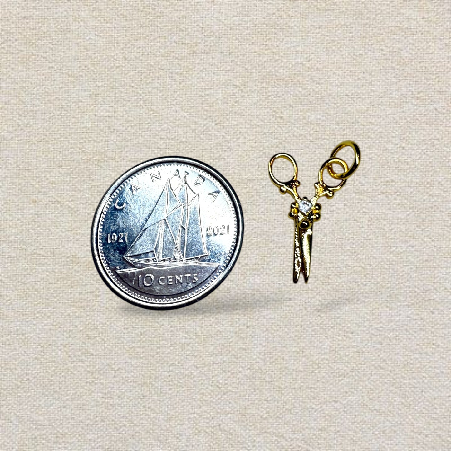 gold hairstylist scissors charm