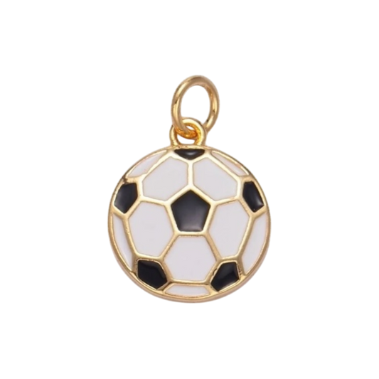 gold and white soccer charm