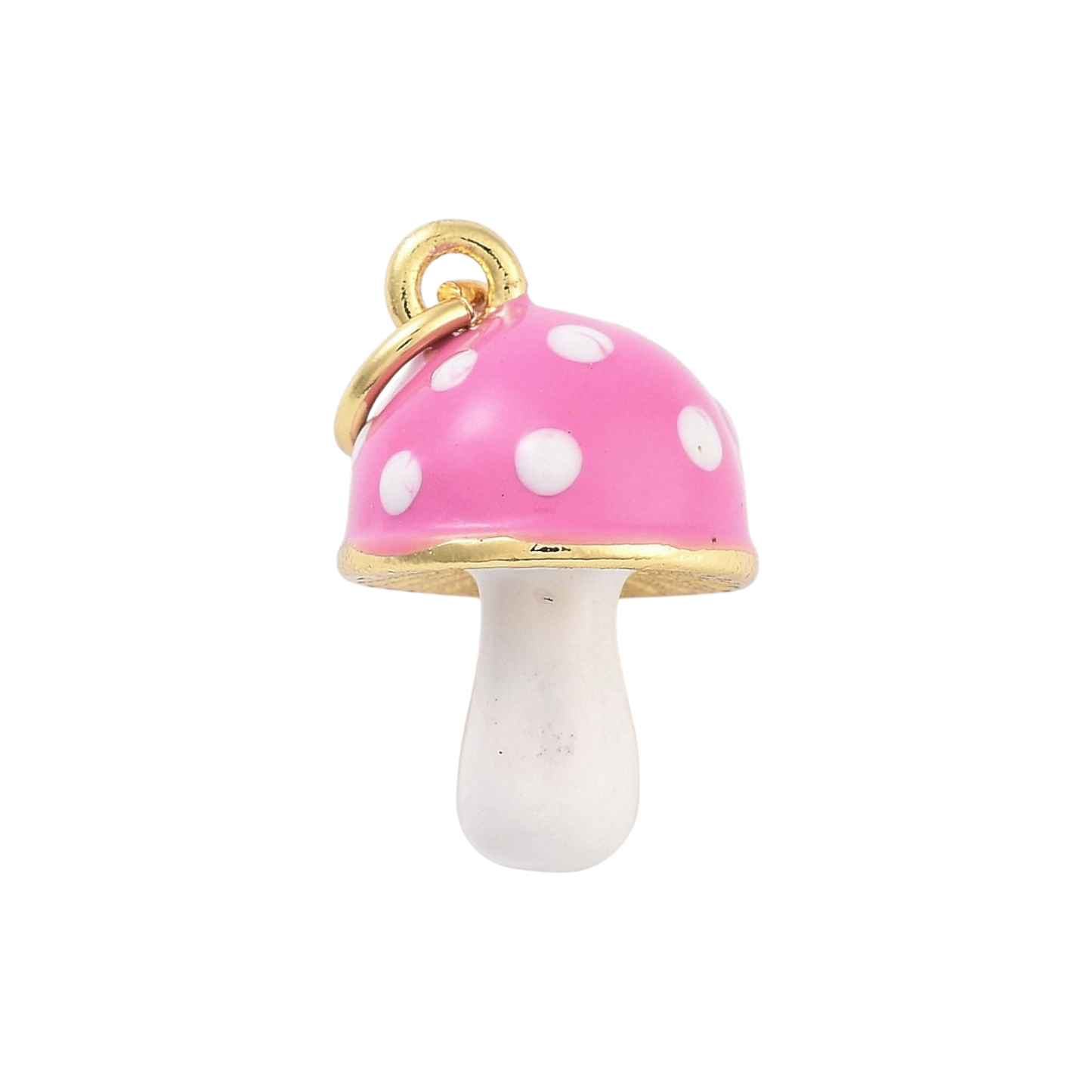 mushroom charm pink and white