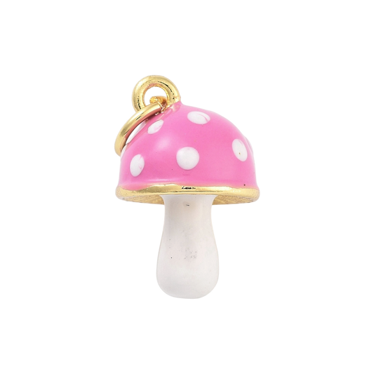 mushroom charm pink and white