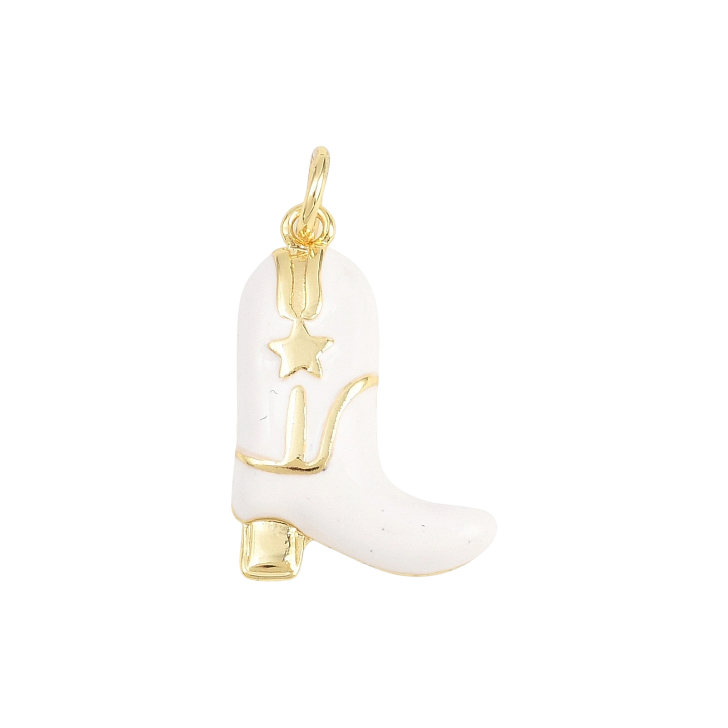 enamel cowboy boot charm white