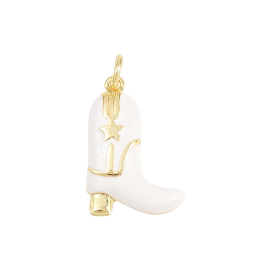 enamel cowboy boot charm white