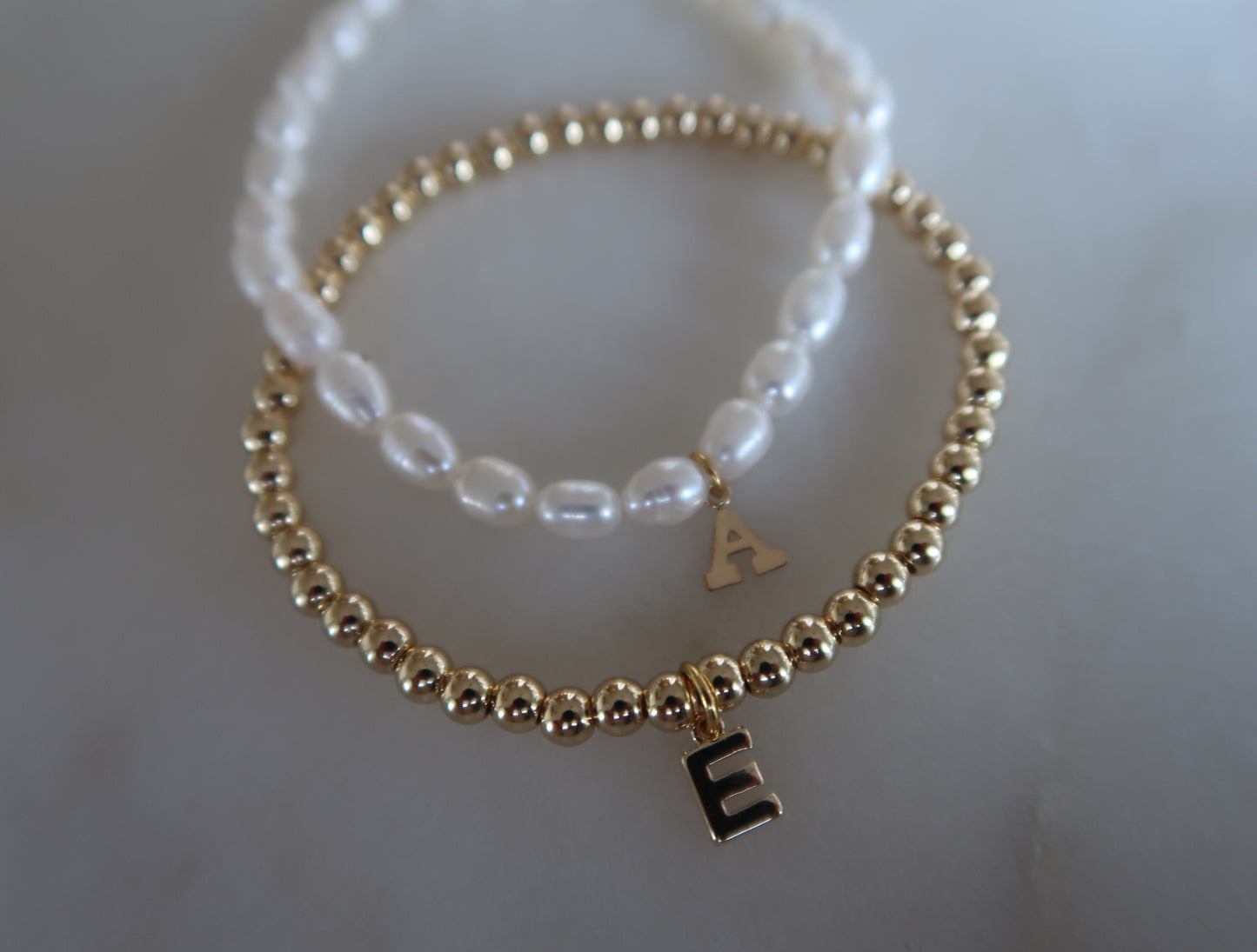 pearl initial bracelet