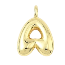gold puffy letter charm