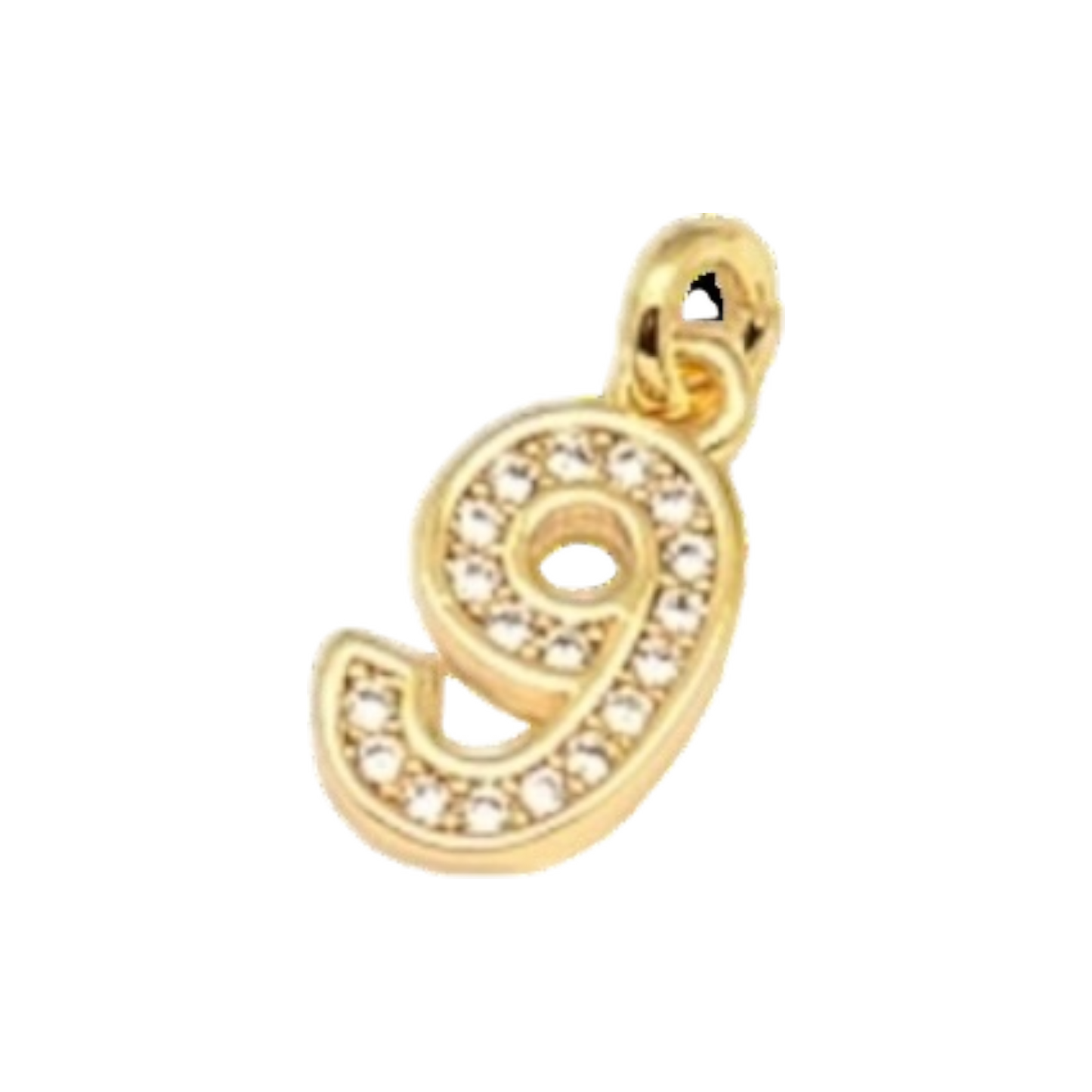 gold rhinestone number charm