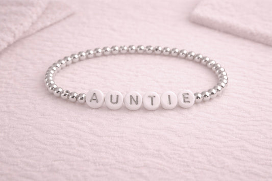 the auntie bracelet in silver