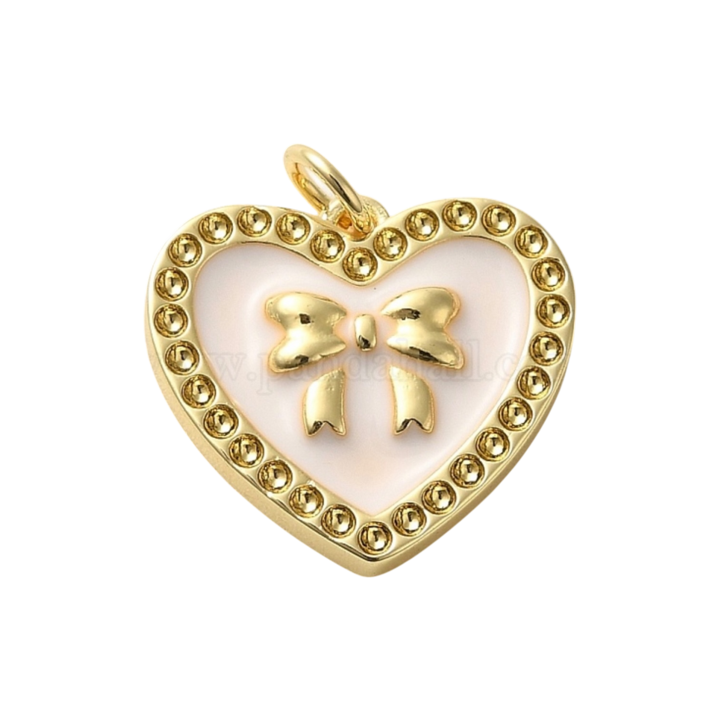 bow heart charm (white)