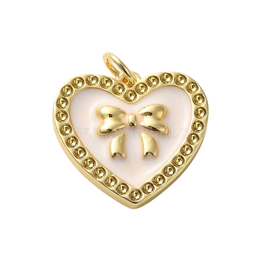 bow heart charm (white)