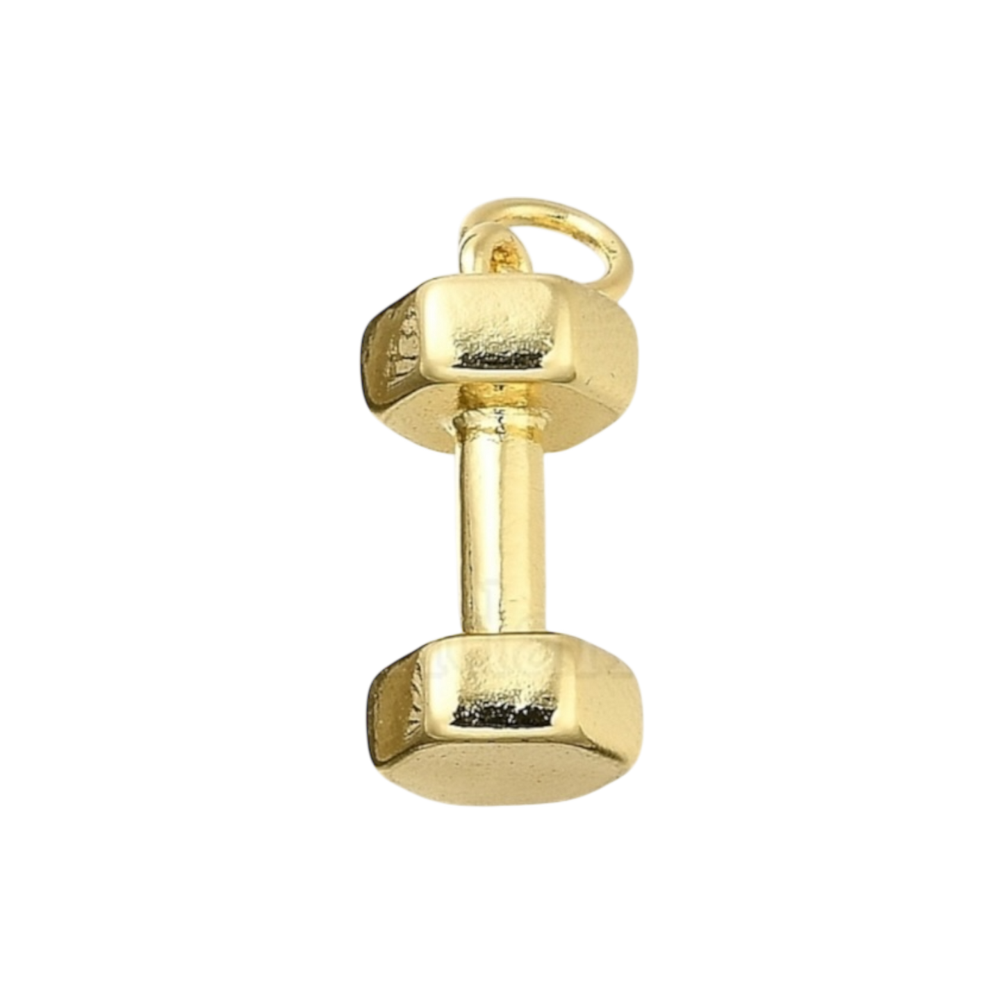 gold dumbbell weight charm