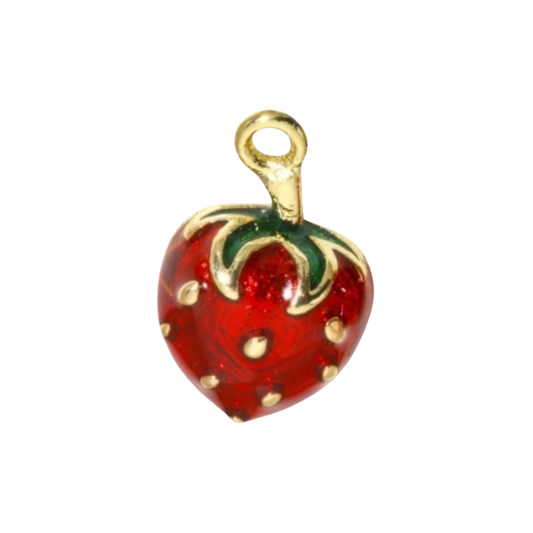 red, gold, and green strawberry charm