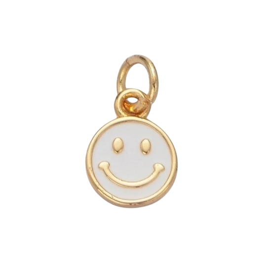 white and gold smiley charm