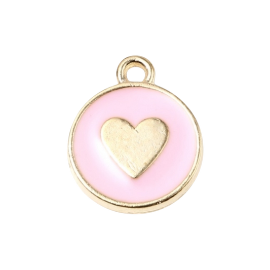 pink and gold heart charm