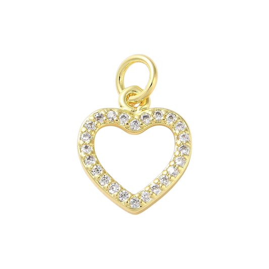heart rhinestone outline charm
