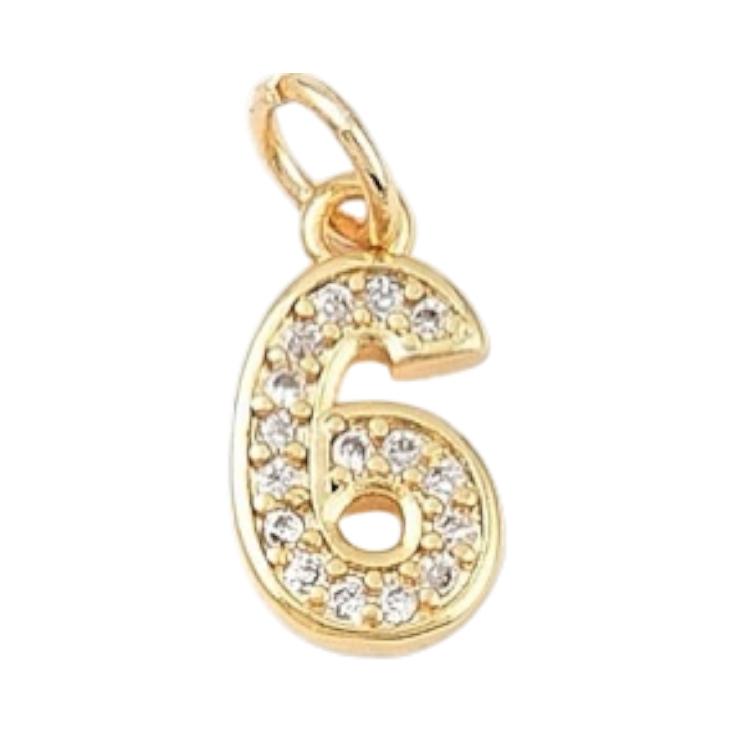 gold rhinestone number charm