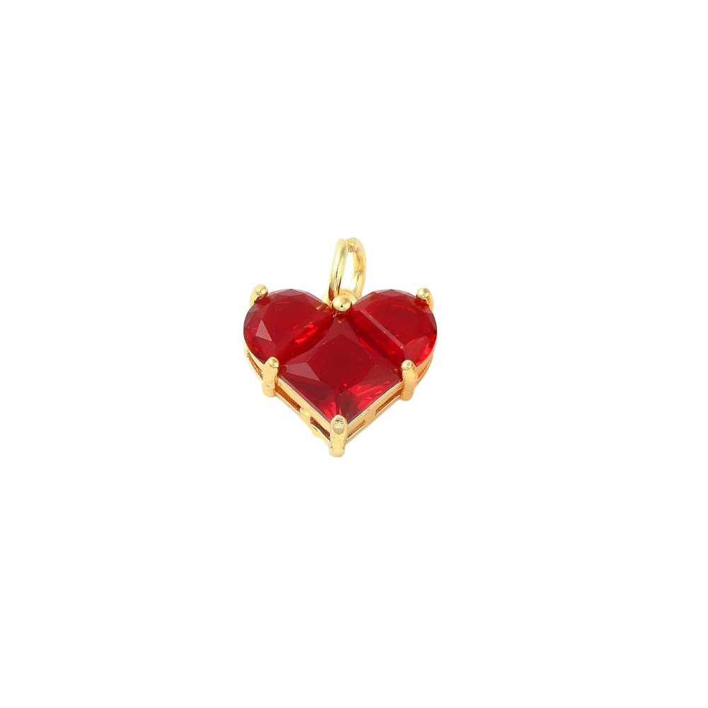 red heart gem charm