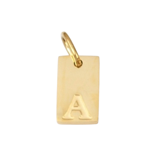 gold letter charm stamped