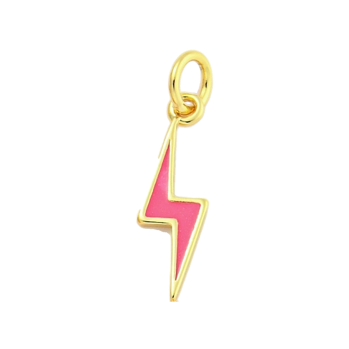 gold enamel lightning bolt charm (hot pink)