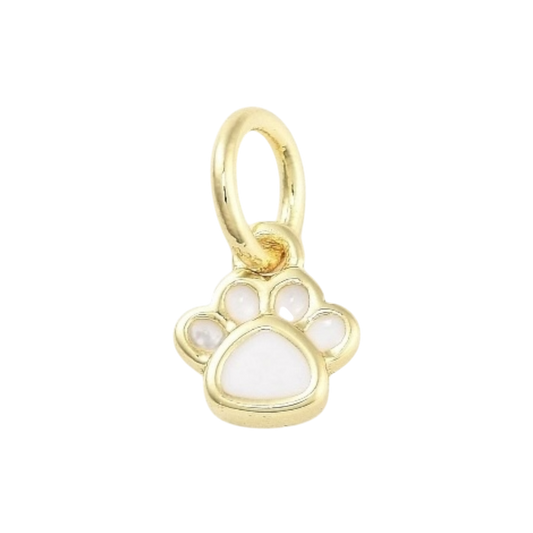 gold and white mini paw charm