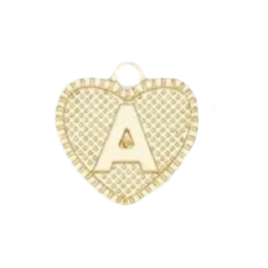 gold letter initial heart charm