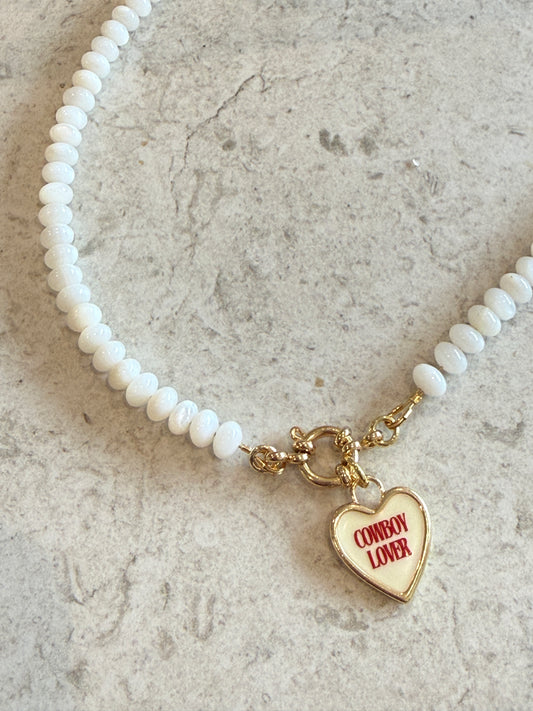 cowboy lover beaded necklace