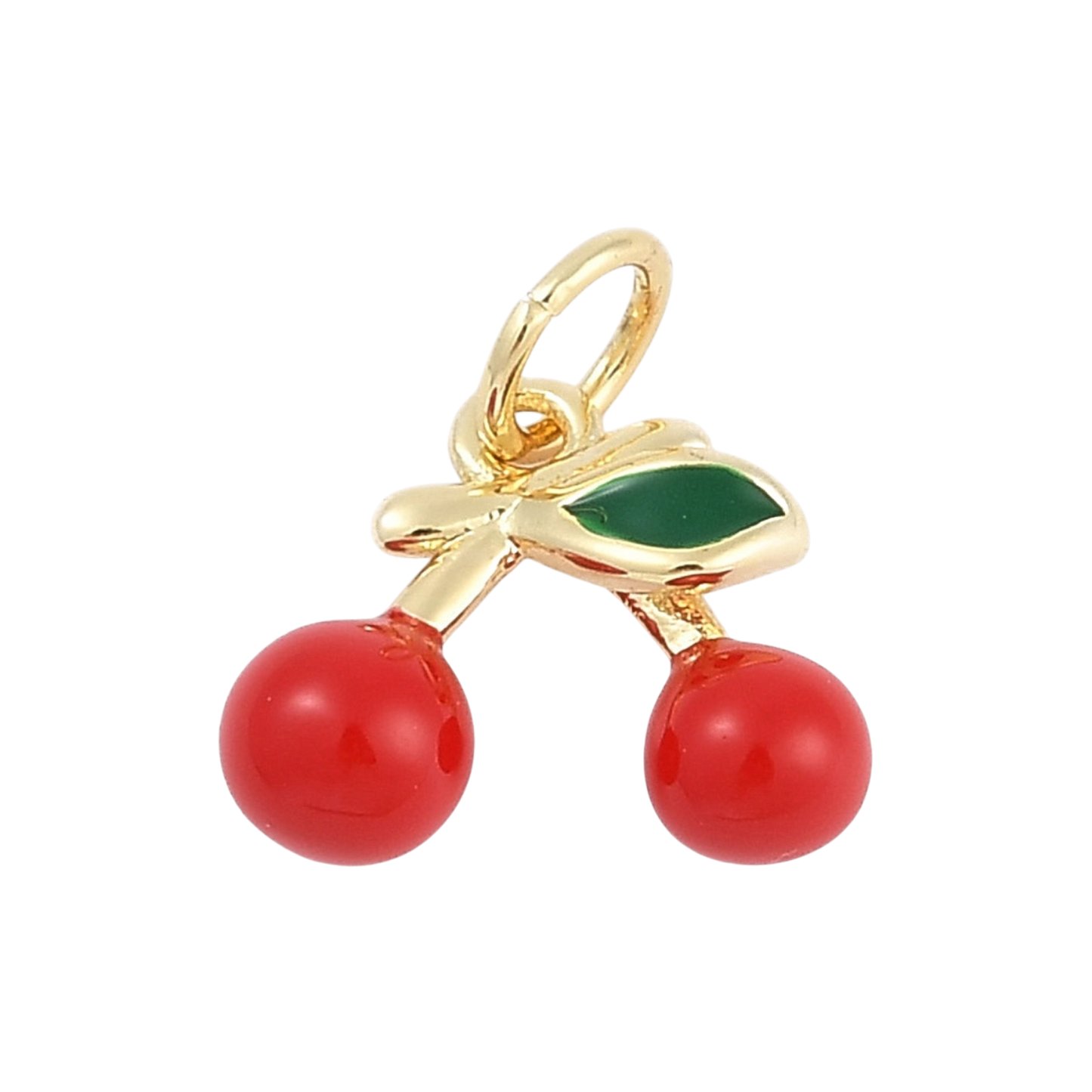 cherry charm with green leaf