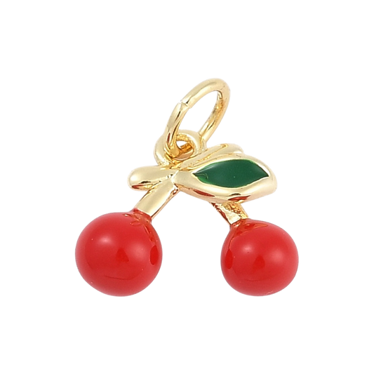 cherry charm with green leaf