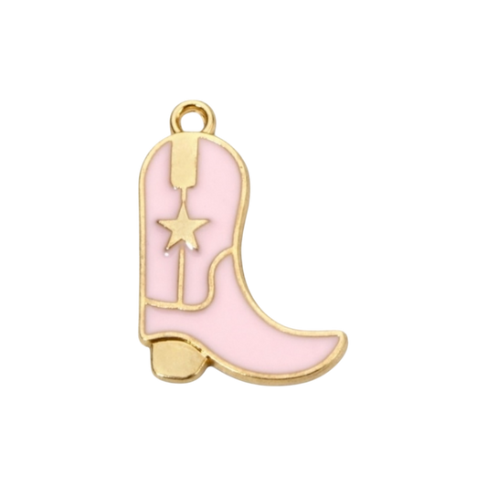 pink and gold cowboy boot charm