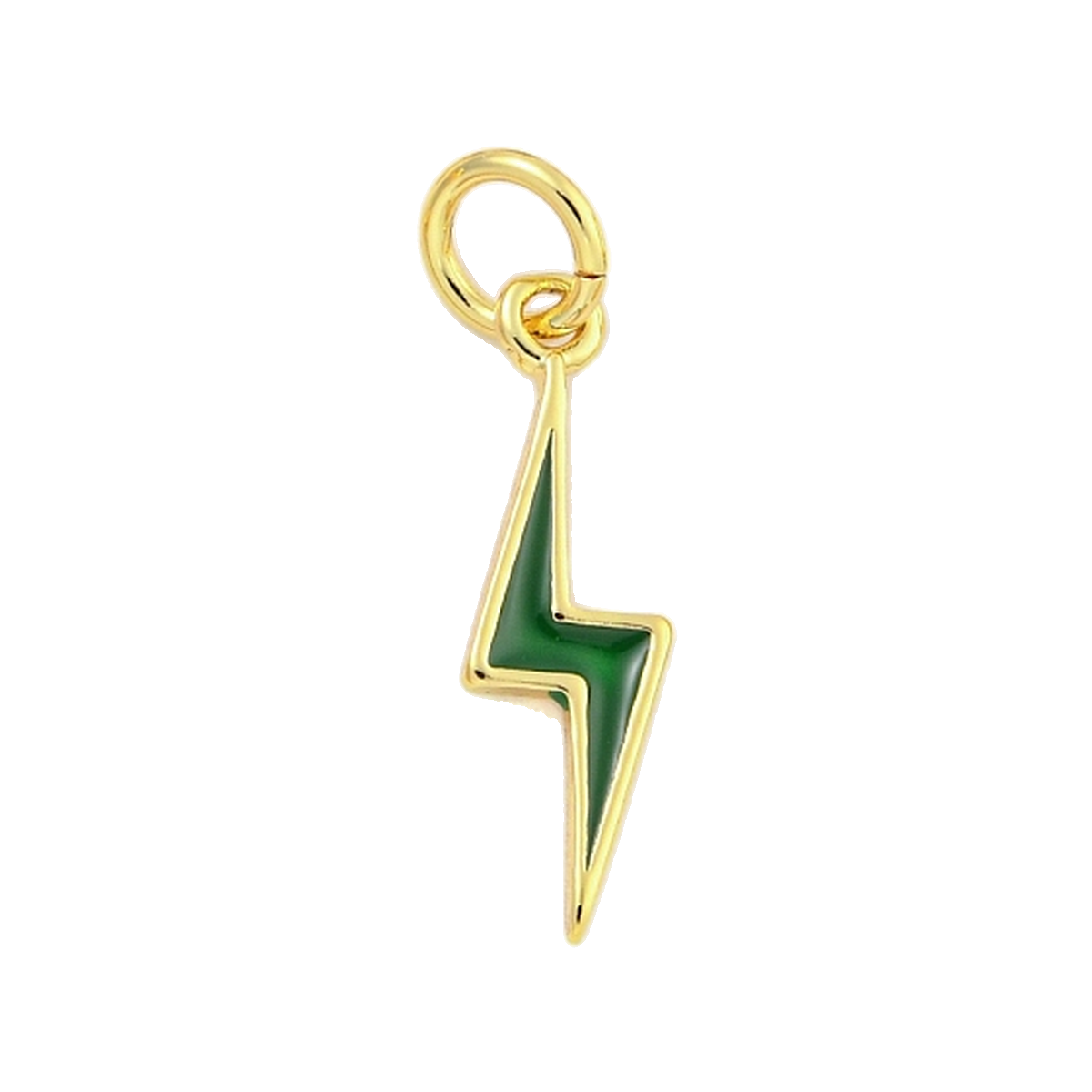 gold enamel lightning bolt charm (green)