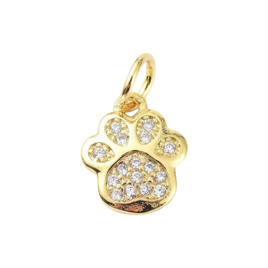 gold rhinestone paw charm
