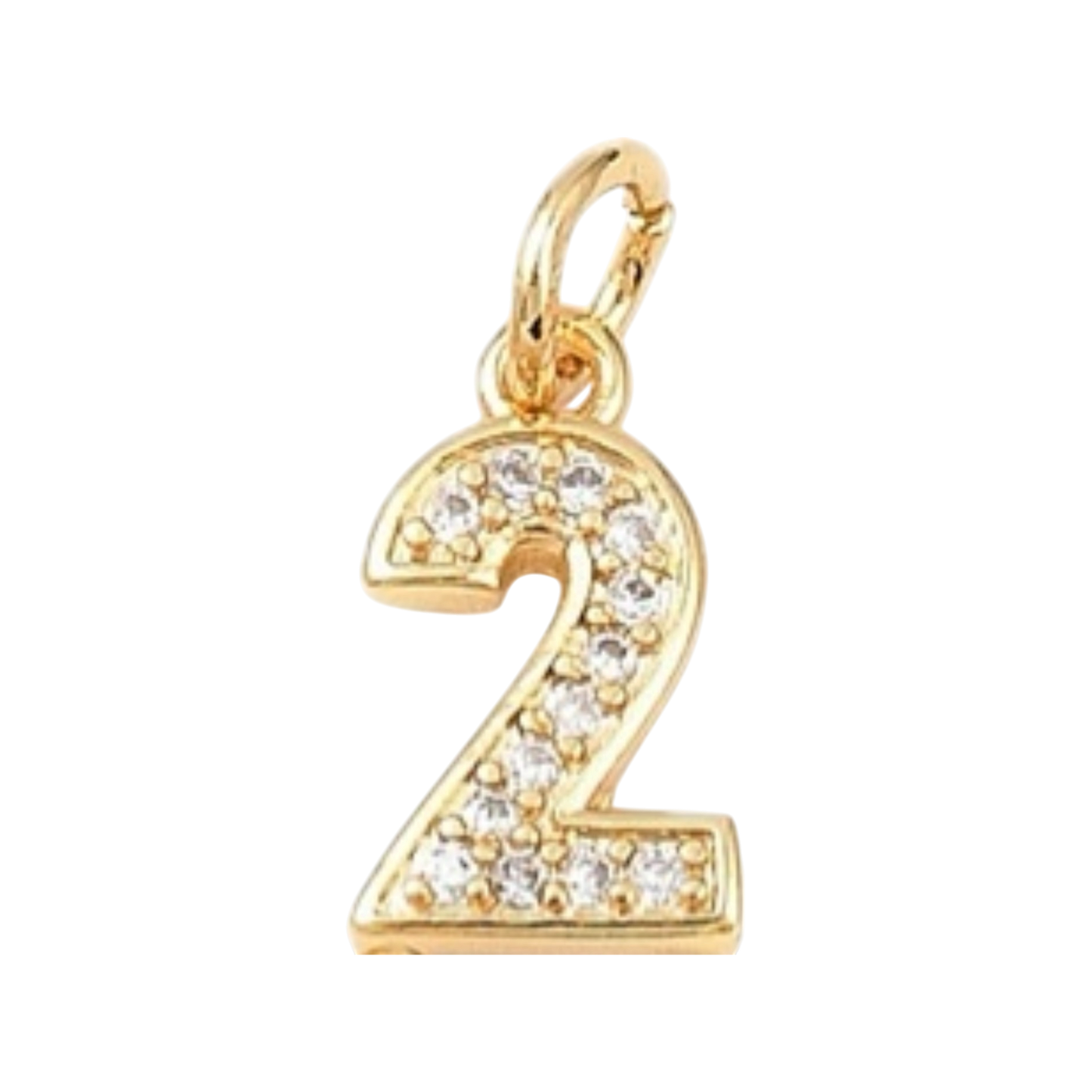 gold rhinestone number charm