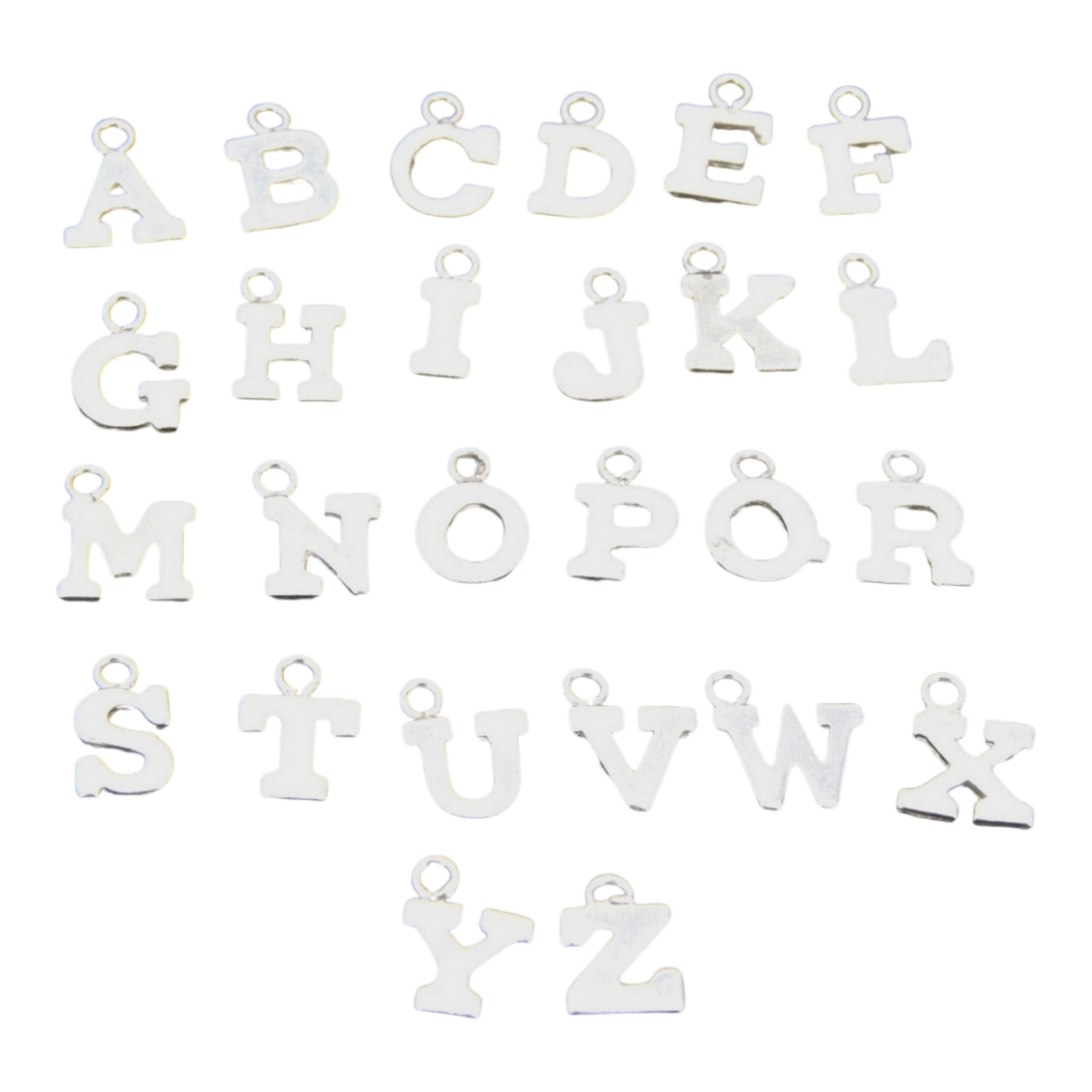 silver initial charm