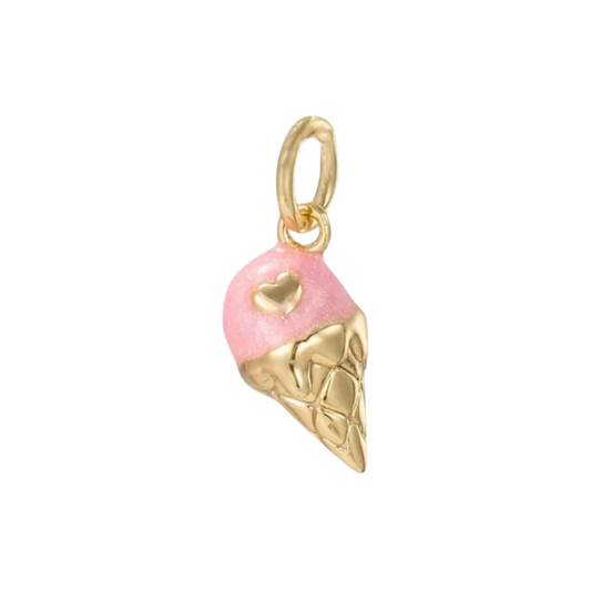 gold and pink icecream charm